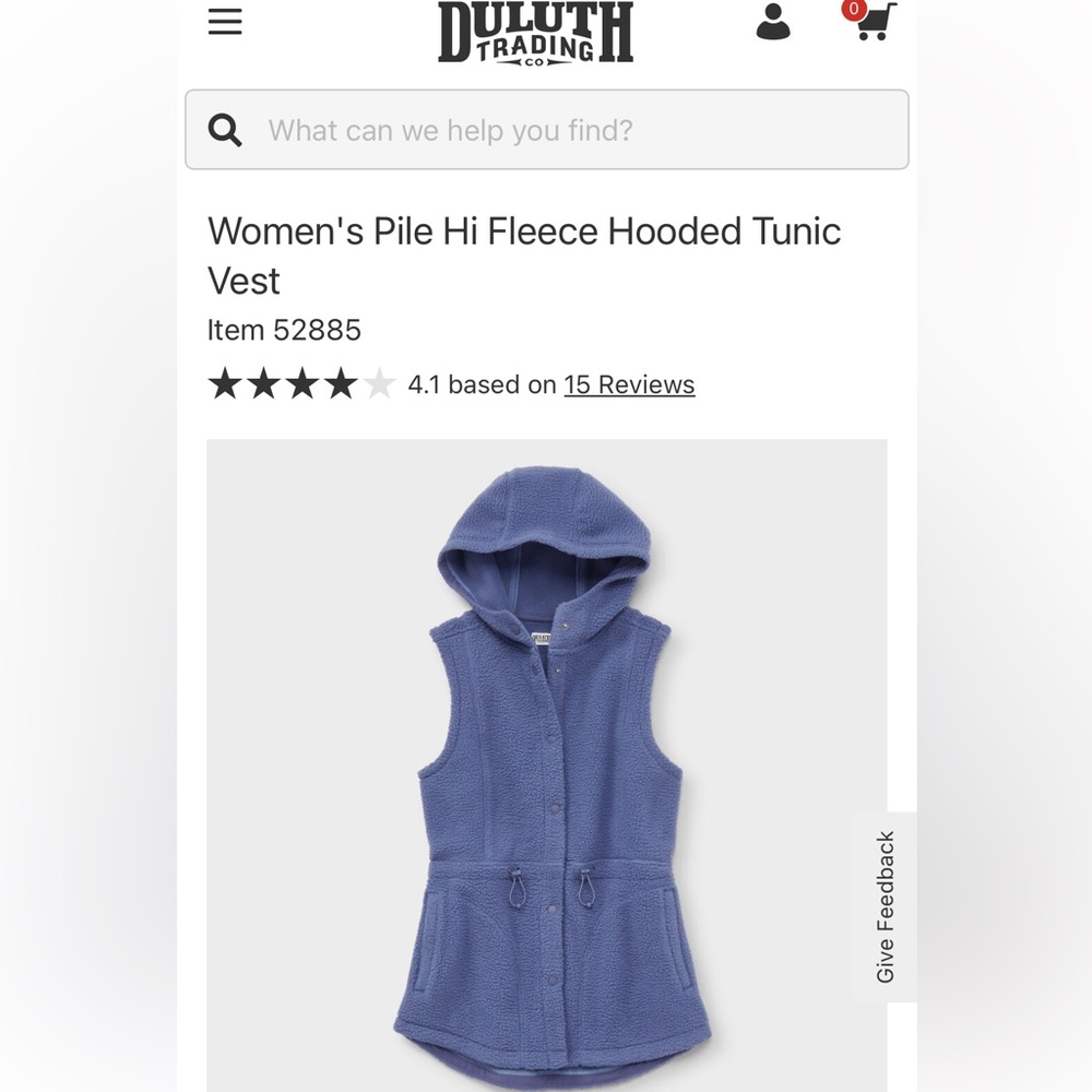 NWT Dusk Blue Sleeveless Fleece Vest - Duluth Trading Co. - Medium